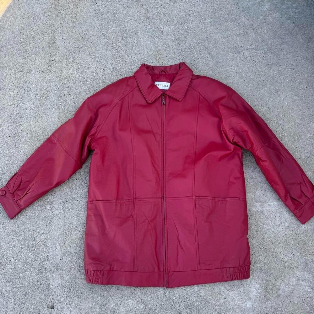 Vintage red leather jacket with